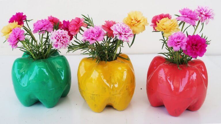 Transformez 5 bouteilles en plastique en pots fleuris en forme de pomme !