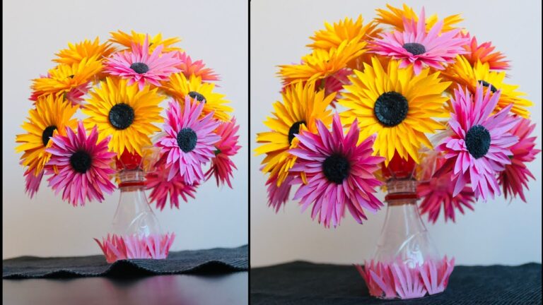 5 idées créatives de vases en bouteilles plastiques pour fleurs en papier