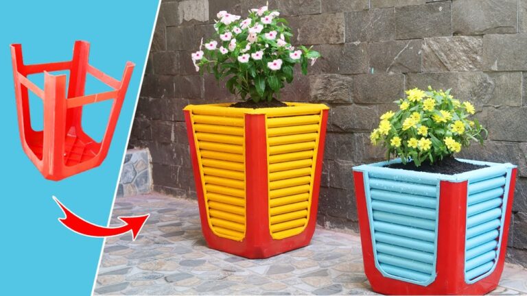 Transformez 5 chaises en plastique recyclées en magnifiques pots de jardin !